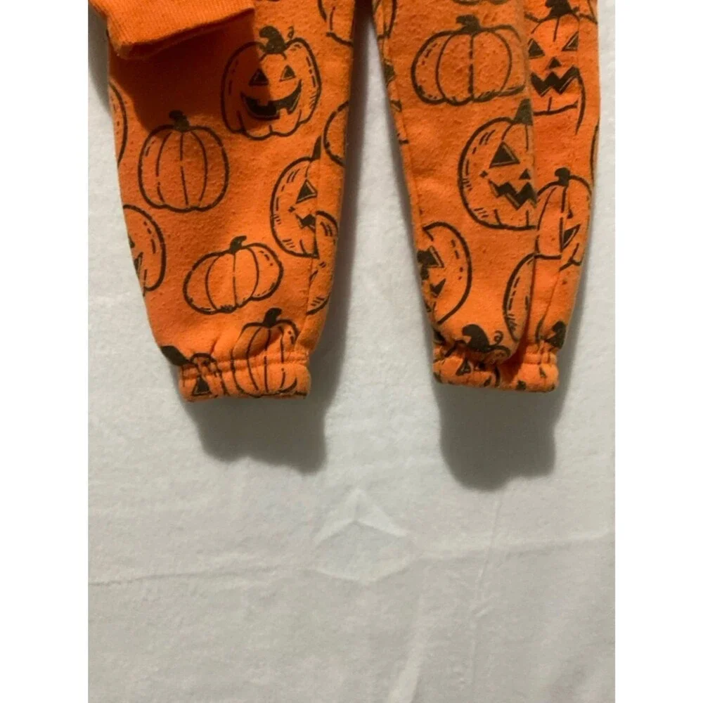 Wonder Nation Toddler Boys 3T Halloween Pumpkin Fleece Sweatshirt Jogger Set